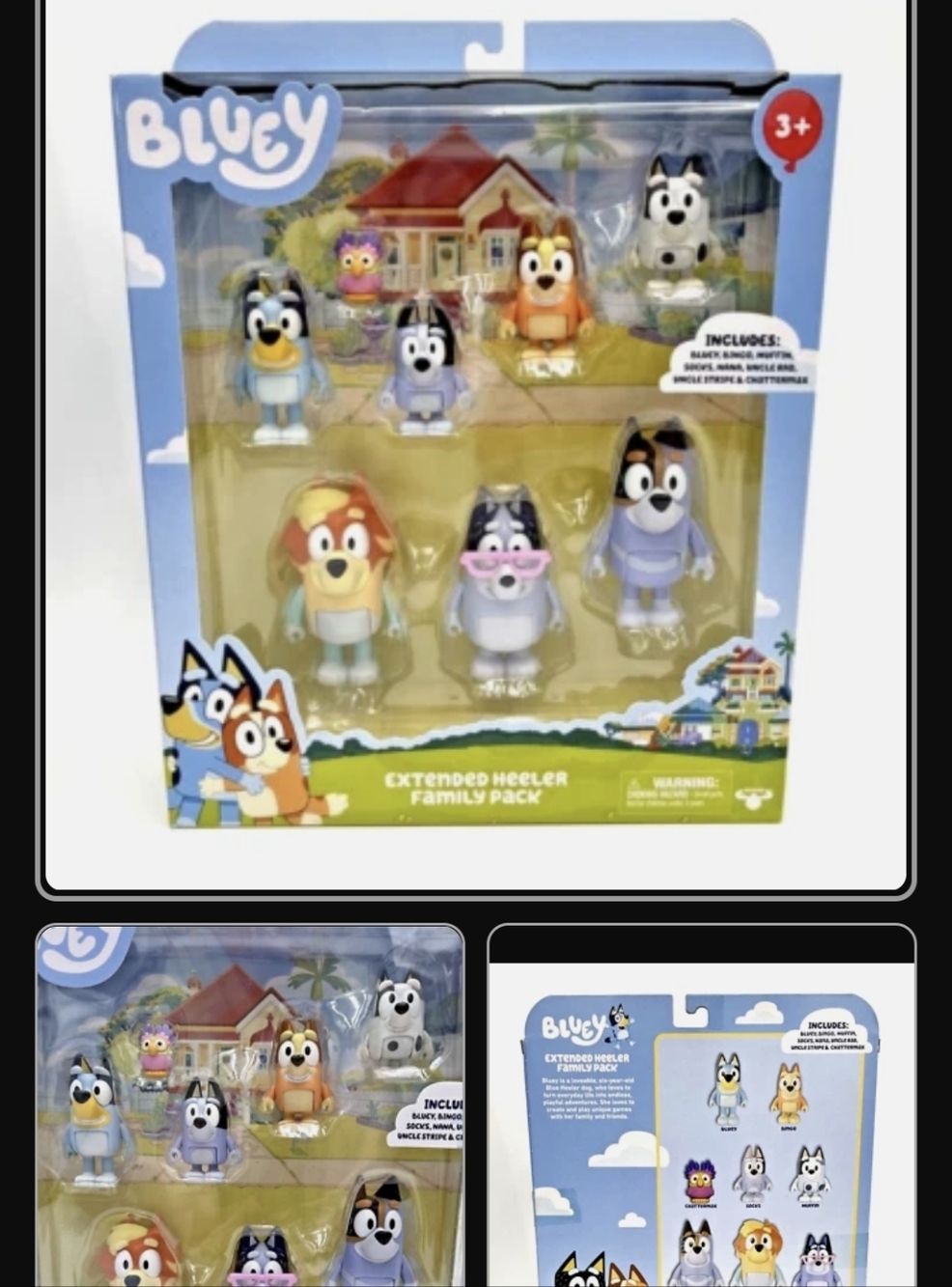 Bluey Extended Heeler Family Pack Uncle Rad Stripe Muffin Nana Socks Chattermax